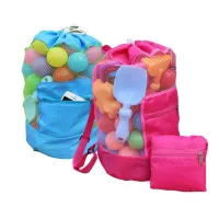Sand Toy Bag for Beach Large Mesh Beach Bag Tote Durable Sand Away Drawstring Beach Backpack for Kids Swim Pool Toys Ball Storage Bags Packs adaptable