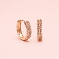 Grace Fine Jewelry ต่างหูห่วงทองแท้9K Thick hoops Pave  With White Sapphire small size