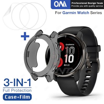 3-in-1 Case + Screen Protector for Garmin Venu Swim 2 2S SQ Plus Vivoactive 4 4S Smart Watch Protective film Cover Not glass Nails  Screws Fasteners