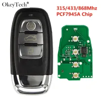 Okeytech 3ปุ่มสมาร์ทการ์ดรถรีโมทกุญแจสำหรับ,A4 Audi A5 S4 S5 Q5 Pcf7945a 315/433/868Mhz 8t0959754c 8k0959754g 8t0959754d