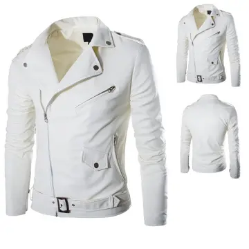 White real leather on sale jacket