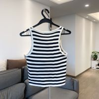 【HOT】✢❁✓ 2023 New Fashion Knitted Striped Suspender Womens Short Sleeveless Top H192N