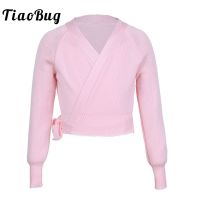 【cw】 Kids Ballet Gymnastics Leotard Cardigan Sleeve Knit Wrap Sweater Warm-up Coat Latin Wear