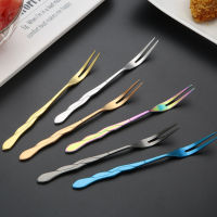 6PCS Stainless Steel Fruit Forks Sliver Gold Cake Dessert Salad Forks Kitchen Dining Tableware Home Flatware