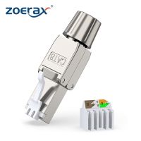 ZoeRax Cat6A Cat7 Cat8 Toolless Field Termination Plug Shielded (STP) PoE (4PPoE) Modular RJ45 Male Connector