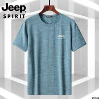 T เสื้อยืดชายผ้าไหมน้ำแข็งแขนสั้นชายวัยกลางคน JEEP ผู้ชายแขนสั้นรถจี๊ปพลัสไซส์กีฬาแห้งเร็วผู้ชายฤดูร้อน