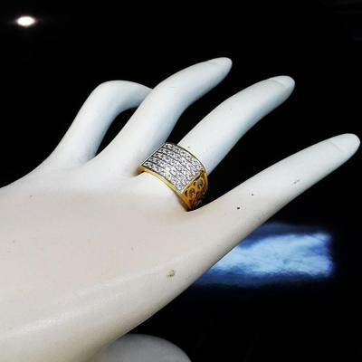 Inspire Jewelry ,แหวนฝังเพชรCZ งานจิวเวลลี่ ฝังล็อคหรือฝังสอด เรียง5แถว เครื่องประดับมงคล ตัวเรือน หุ้มทองแท้ 100% 24K สวยหรู  พร้อมกล่องกำมะหยี่