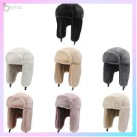 LAIHOU ผู้ดักสัตว์ หมวกปิดหู ตุ๊กตาหนา รัสเซีย Ushanka หมวกหิมะ หมวกบอมเบอร์ หมวกฤดูหนาว