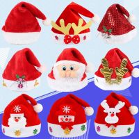 Christmas decoration supplies Christmas hat red non-woven fabric Santa hat adult and childrens headwear luminous hat