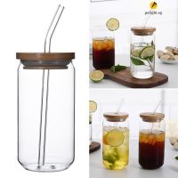 550ml/470ml Glass Cup With Lid and Straw Transparent Bubble Tea Cup Juice Glass Beer Can Milk Mocha Cups Breakfast Mug Drinkware