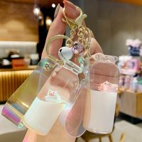 【hot】 Cartoon Oiled Bottle Pig Keychain Car KeyRing Accessories Fluid Spaceman Couple Chain ！