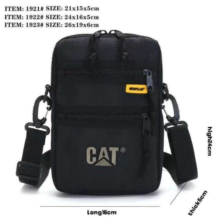 CAT Men's Shoulder Bag Handbag 4 Zipper Nylon Bag Vertical Crossbody