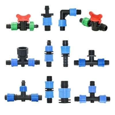 ✸♠♟ 16mm Micro Irrigation Drip Tape Connectors Tee Repair Elbow End Plug Tap Fittings Locked Hose Joints Greenhouse Coupler