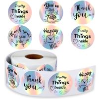 ❧❂✜ 100-500pcs Thank You for My Small Business Stickers Paper Thank You Label Sticker Rainbow Silver Adhesive Shipping Mail Labels