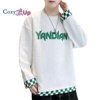 Cozy Up ใหม่เสื้อแขนยาวผู้ชายจดหมายบาติกรอบคอนุ่มและหลวม