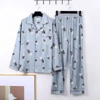 Men Pajama Sets Silk Satin Pijama Turn-down Collar Sleepwear Long Sleeve Spring Nightwear Male 2 Pieces Sets Homewear wholesale