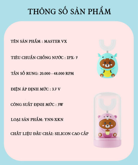 Bàn chải chữ u cho bé maser v9, bàn chải điện có cốc sạc - ảnh sản phẩm 3
