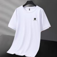 【July hot】 High-end mens short-sleeved T-shirt 2023 new Korean version handsome pure top ice silk cool and sticky