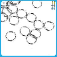 HEYGIRL 50PCS 15mm เข็มกลัด กระเป๋า แยกพวงกุญแจ ห่วงห่วง พวงกุญแจ สแตนเลส