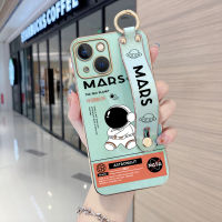 Volans เคสสำหรับ Apple iPhone 15 Plus 15 Pro Max พร้อมสายรัดข้อมือขอบสี่เหลี่ยมนิ่มลายการ์ตูนน่ารักอวกาศนักบินอวกาศชุบเคสโทรศัพท์เคสโทรศัพท์นิ่มสุดหรูชุบ