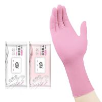 30PCS Nitrile Disposable Cleaning Gloves 12 Inch Thick Extended Durable Rubber Household Gloves Pink Kitchen Dishwashing Gloves