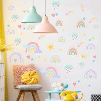 Rainbow Wall Stickers for Girls Kids Children Nursery Wall Art Removable Room Decor Decals Cartoon Colorful Wall Decoration Wall Stickers  Decals