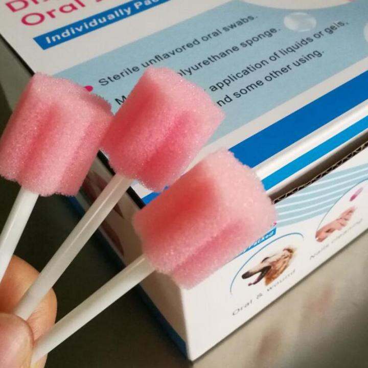 50 Pcs/Box Portable Disposable Oral Care Sponge Swabs Lazada