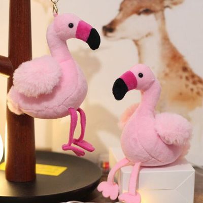 Pompom Fluffy Flamingo Keychain Woman Fur Bag Charms Keyrings Pom Car Pendant Key Ring Holder Jewelry Christmas Key Chains