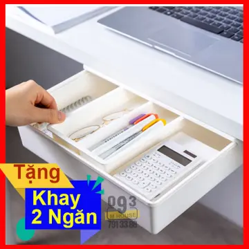 Hidden Table Drawer Under Desk Paste Plastic Storage Box Case Desk