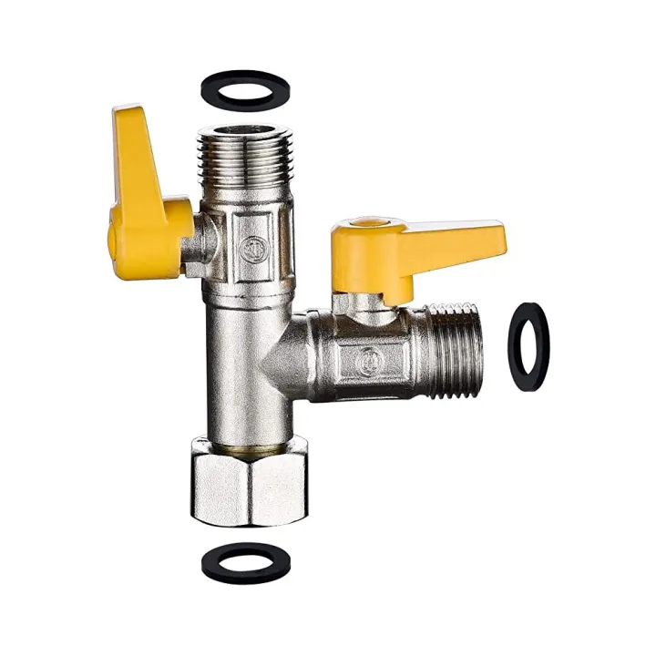 Tap Water 3Way Switch Diverter Valve TShaped Joint Shower Hose CutOff Valve Switch One Inlet
