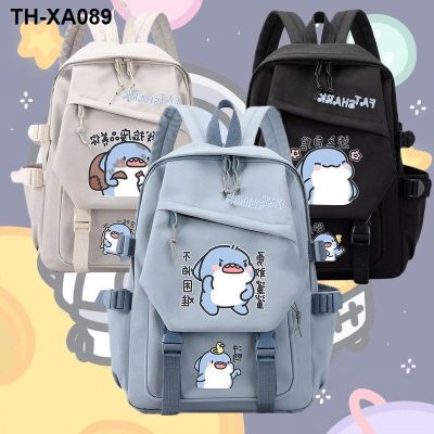 ❍◈ Shum shark lovely expression backpack bag around the and medium-sized students boys girls recreational large-capacity