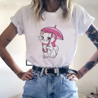 Kawaii Mary Cat Umbrella Pattern T-shirt Cute Series Printed Womens Clothes Casual and Comfortable T Shirt