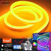 RGB Tuya แถบไฟแอลอีดีนีออน Wifi 12V DC ไฟ Led กันน้ำ Mulitiple Colour ซิลิโคนสมาร์ทริ้วสายไฟ Aleax และ Google Sync