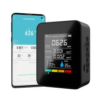 Smart WIFI 5 in 1 เครื่องตรวจจับคุณภาพอากาศจอแสดงผล LCD CO2 Carbon Dioxide Monitor อุณหภูมิแบบพกพาความชื้น HCHO TVOC Tester