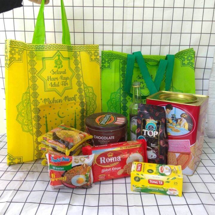 goodie bag idul fitri tas tenteng lebaran 38x45x8cm jumbo untuk parcel bingkisan kue kering atau