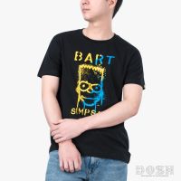 【Vansss】 DOSH :MENS T-SHIRTSเสื้อยืด คอกลม แขนสั้น  ผู้ชาย สีดำ ลิขสิทธิ์THE SIMPSONS รุ่นDSIMT5042-BL