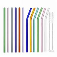 8.5 quot;x8mm Reusable Glass Straws Set Multi-Color Glass Healthy Eco Friendly Drinking Straws for Cocktail Smoothie Milkshake