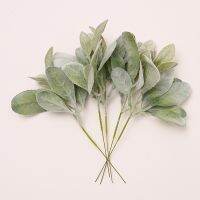 10pcs Artificial Silk Rabbit Ear Plant Fall Flocked Leaves Home Christmas Wedding Flowers diy Arrangment Wreath Decor