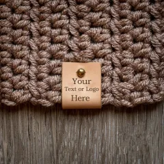 30pcs Personalized tags for crochet with logo text Custom leather