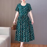 【YF】 Party Dresses For Women 2023 Plus Size Summer Dress V-Neck Solid short Sleeve  print vintage women clothing