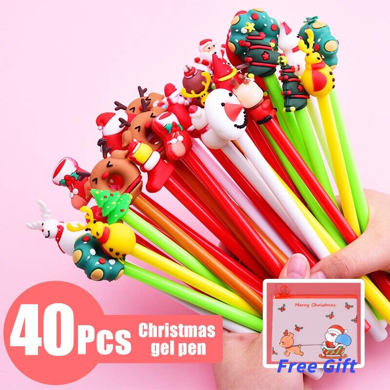 20Pcs/Lot Kawaii Christmas Gel Pen Cute Reindeer Santa Gift Box 0.5mm Black 