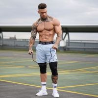 New Men chinlon Fitness Bodybuilding Shorts Man Summer Gym Workout Male Breathable Quick Dry Sportswear Jogger Beach Short Pants