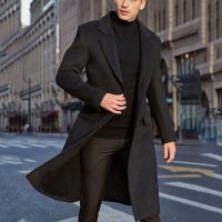 CODLiang Te British Mens Long Trench Coat Woolen Coat Woolen Coat