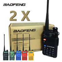 วิทยุสื่อสาร Baofeng 2ชิ้นสำหรับ UV-5R วิทยุสื่อสาร CB Ham วิทยุสื่อสารพกพา5W 128CH VHF UHF UHF Dual Band 5R UV สองทางวิทยุล่าสัตว์