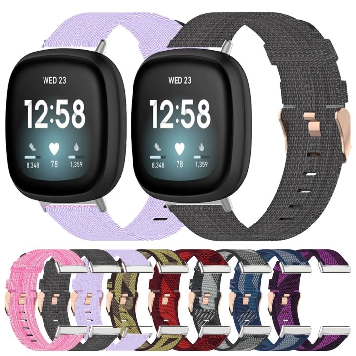 สำหรับ-fitbit-versa-3ไนล่อนถักสายนาฬิกาผ้าแคนวาส-สีเทาเข้ม-ขายเอง