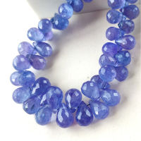 ICNWAY 5pieces Tanzanite Natural Gemstone Faceted 6mm Beads Waterdrop Shape for Jewelry Making Necklace Earring celet