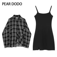 [จัดส่งภายใน 3 วัน] PEAR DODO เสื้อลายตารางแขนยาวเกาหลี/ชุดเดรสสายเดี่ยวสำหรับผู้หญิง (สั่งแยกต่างหาก)