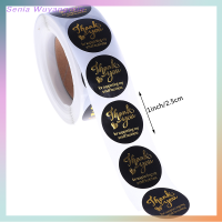 Senia 500PCS thank you Sticker Wedding Decor Seal Hot stamping Pink Black round LABEL