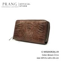 Prang Crocodile Leather Long Double Zipped Wallet กระเป๋าสตางค์ ใบยาว ซิปคู่ หนังจระเข้ C-W02H/K(XL)-R