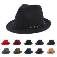 ผู้ชายสั้น Brim Fedora หมวกฤดูร้อนฤดูหนาวแฟชั่นแบน Brim Top หมวกสำหรับผู้ชายและผู้หญิงผ้าขนสัตว์แจ๊ส Hats